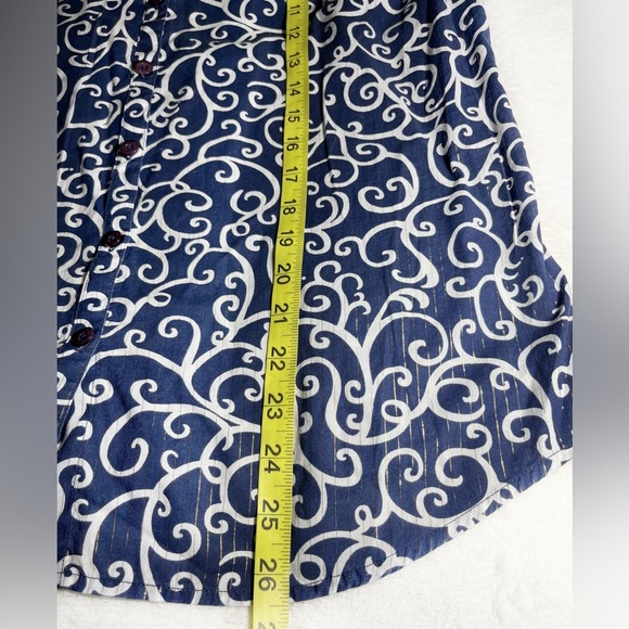 Lilly Pulitzer Blue Long Sleeve Button Down Top Sz 10 - Picture 10 of 12